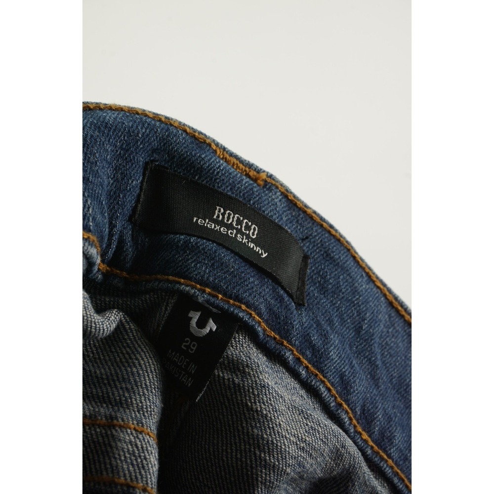 True Religion Rocco Relaxed Skinny Distressed Denim Men's 29 x 34 Blue Jeans - Picture 10 of 15